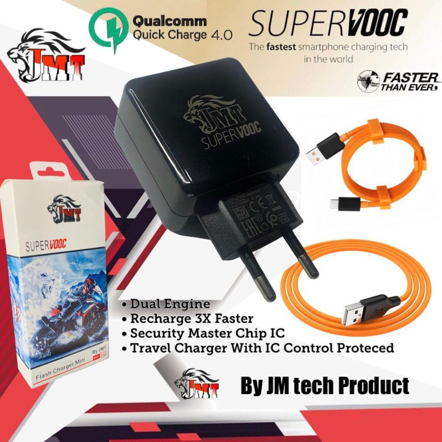 Charger Jmtech Super Vooc Quick Charger Fast Charging 4.0 TYPEC