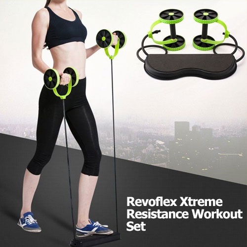 PERALATAN OLAHRAGA  Revoflex Xtreme Alat Fitness Portable LENGKAP 44 FUNGSI Alat Fitness Di Rumah Alat Gym Sixpack Alat Olahraga Push Up Sit Up Black