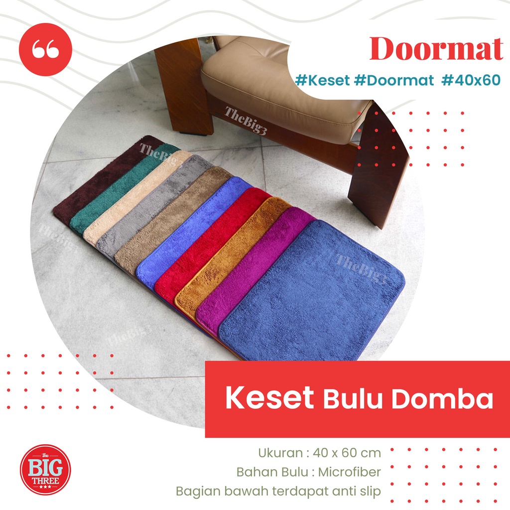 Keset BULU DOMBA 60x40 cm anti selip dan tidak mudah rontok | alas kaki bulu halus dan halus Biru Coklat Hijau Merah Abu Navy Ungu TBT