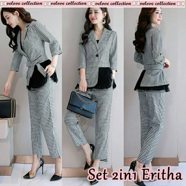 Setelan Set Blazer 2in1 Baju Kerja Wanita Korea Shopee Indonesia