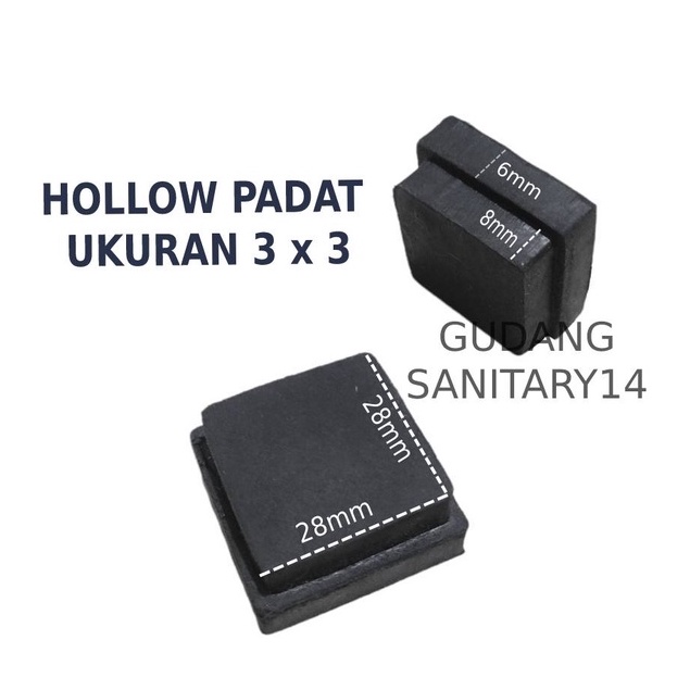 Karet hollow padat 3x3 karet alas penutup kaki besi meja dan kursi karet holo kaki kursi meja