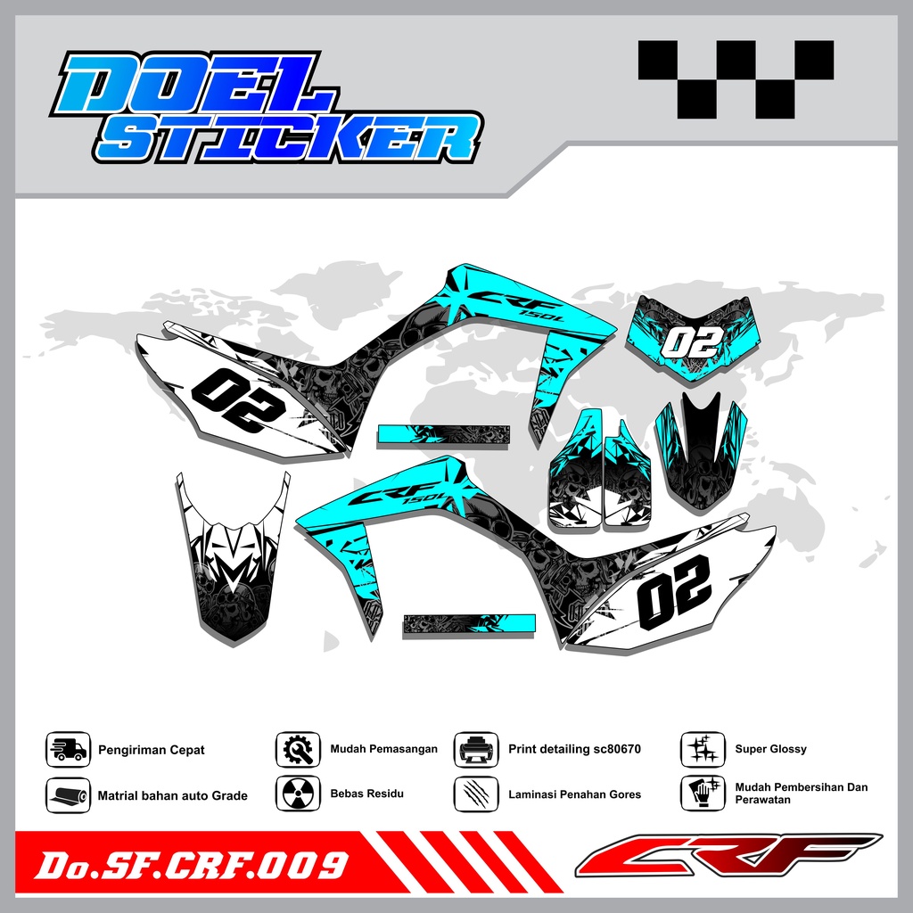 Sticker Striping Semifull CRF 150L List Variasi Hologram Pelangi,Crome Doel 009
