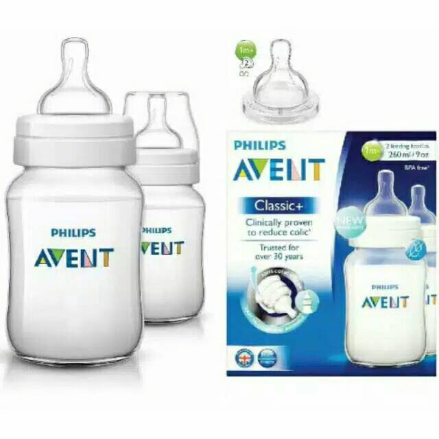 Botol Susu Philips Avent Classic+ 260 Ml Isi 2 Pcs Botol/Twin pack