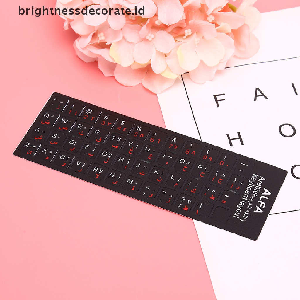 (Birth) Stiker Keyboard Huruf Arab Anti Air Tanpa Refleksi Warna Transparan