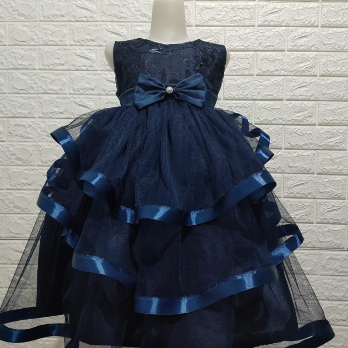 Gaun Anak - Gaun Pesta Anak Perempuan/Gaun Ulang Tahun/Dress Anak Perempuan.(Cod) - Navy, 2-3 Tahun