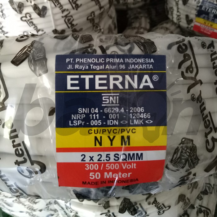 Eterna NYM 2x2.5mm @ 50m - Kabel Listrik TIDAK DI ECER