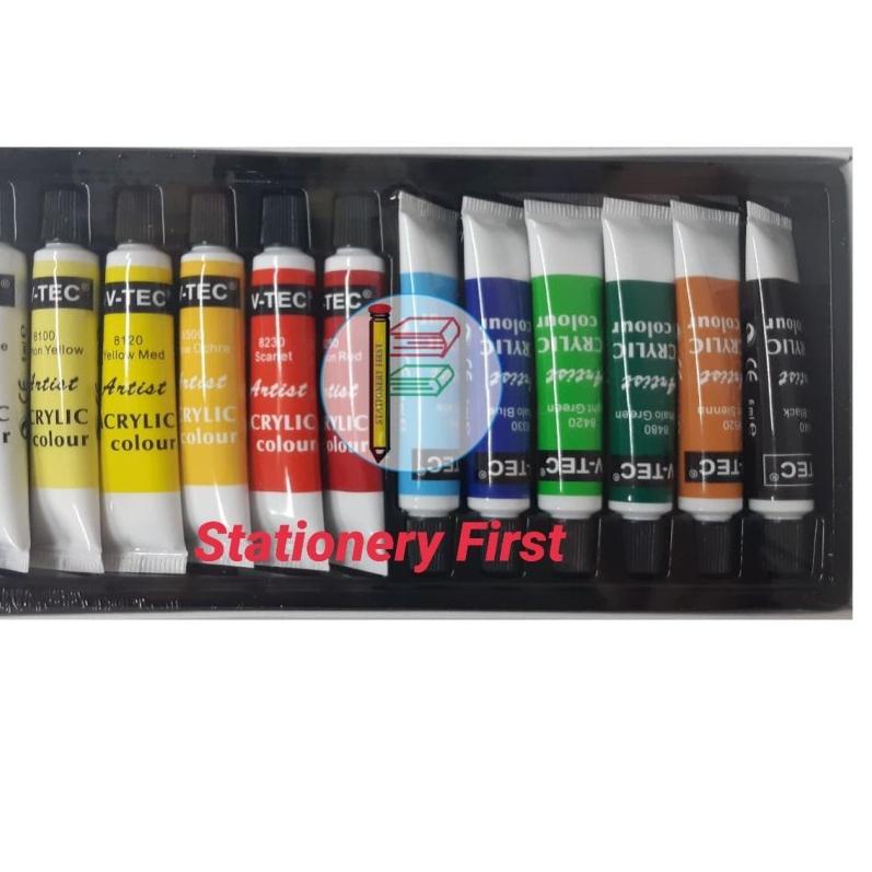 

Flash Sale!! (uta-655) V-TEC Acrylic Colour / Cat Akrilik VTEC 6ml 12 warna per Set