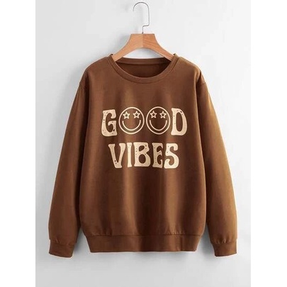 SWEATER WANITA GOOD VIBES - ATASAN CEWEK TEBAL PREMIUM