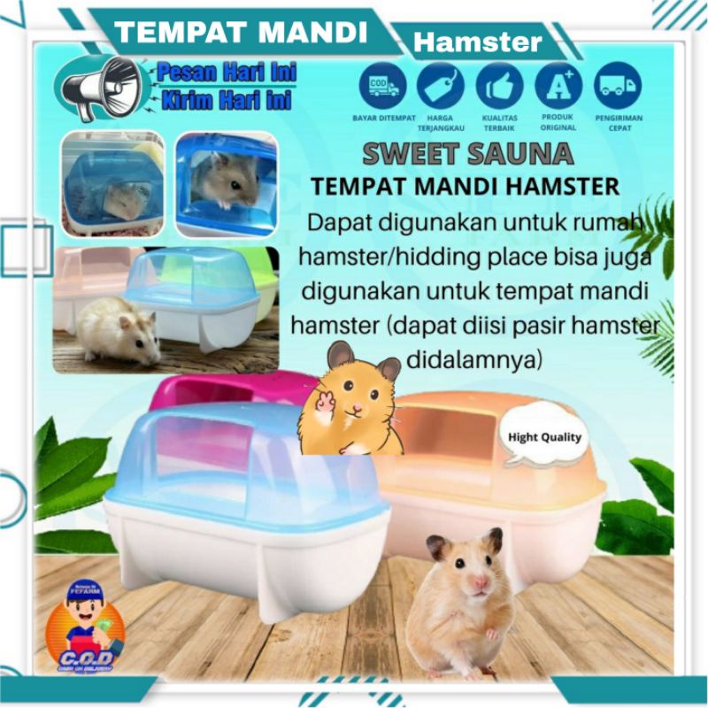 SWEET SAUNA - Mainan Rumah Hamster Tempat Wadah Mandi Tidur Hamster Aksesoris Hamster