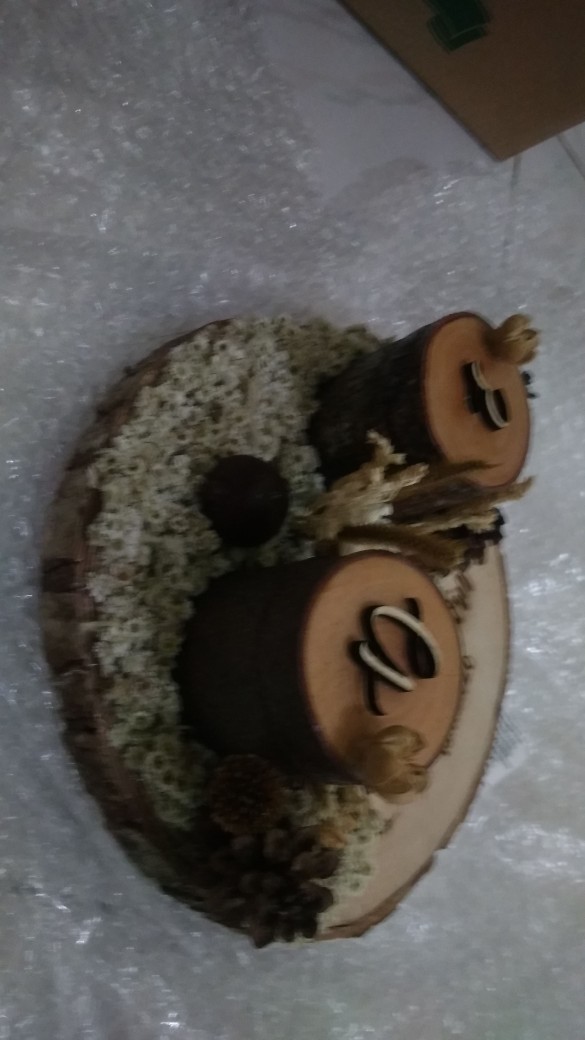 Ringbearer Arkanaya Wooden Log Dried Flowers Rustic Ringbox