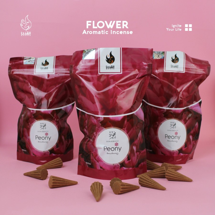 Bukhur Buhur Dupa Kerucut Aromaterapi Qodha isi 50 Pcs Aroma PEONY