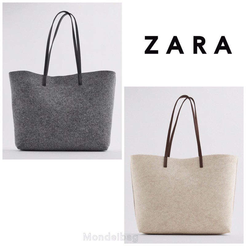 ORIGINAL  Zara thick canvas tote bag / tas wanita suede suade