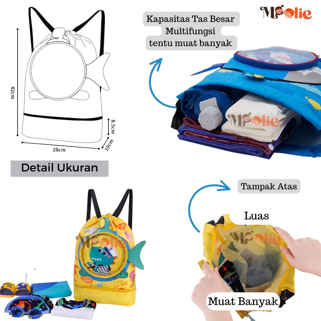 Moolie Tas Renang Anak Multifungsi Anti Air Waterproof