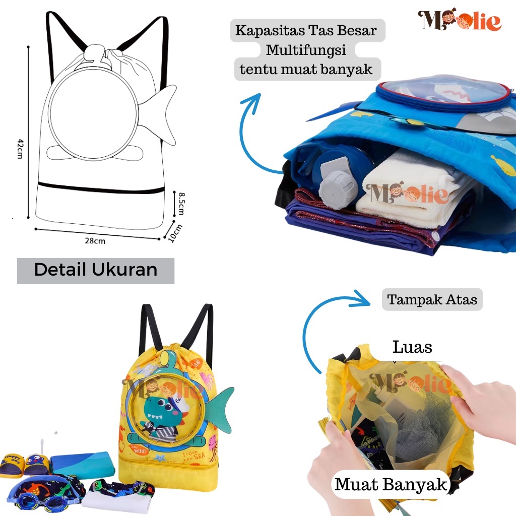 Moolie Tas Renang Anak Multifungsi Anti Air Waterproof