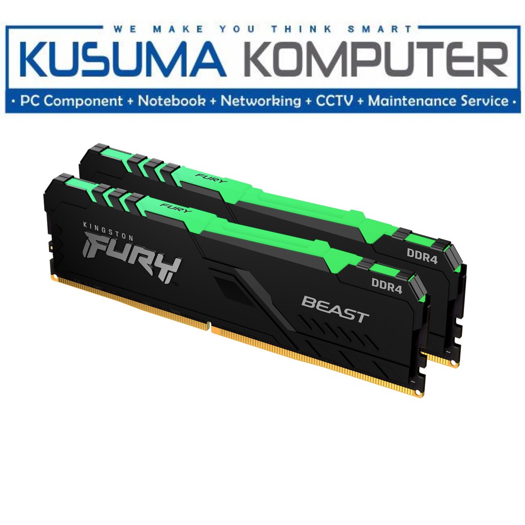 Kingston Fury Beast 16GB (2x8) RGB DDR4 RAM Memory KF432C16BBAK2/16