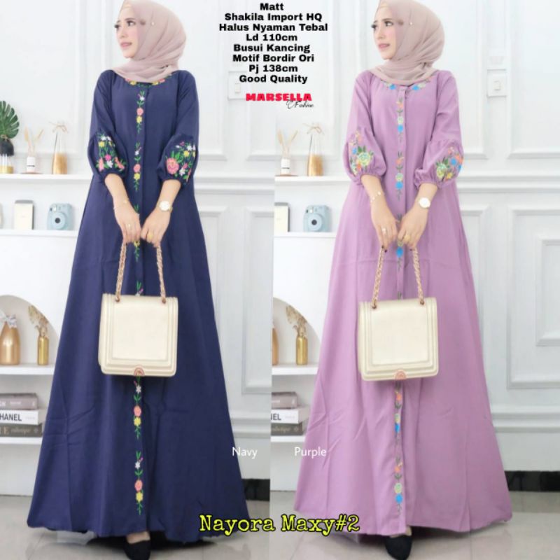 best seller / gamis muslim bordir / gamis shakila / gamis jumbo busui / Noyara #2 Maxy Ori Marsela F