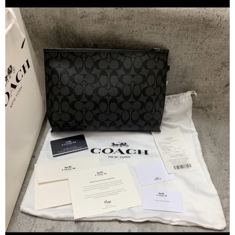 [BEST SELLER] Tas Clutch Coach Pria Signature Black Original 100% Authentic