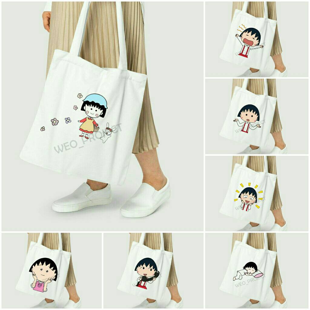 TOTE BAG KANVAS / TOTE BAG WANITA / TOTE BAG CHIBI MARUKO CHAN