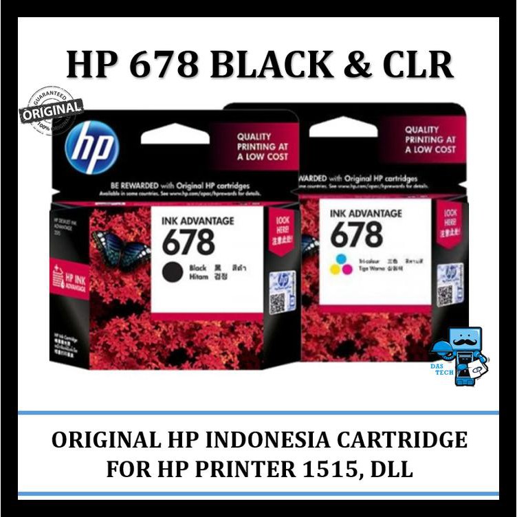 

COD TINTA ORIGINAL HP INK 678 BLACK & COLOUR CARTRIDGE - FOR 1515, 2545 - BLACK KODE 1393