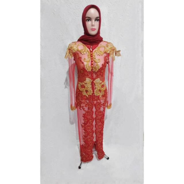 Baju kebaya merah nikah/wisuda full payet preloved murah berkualitas bagus