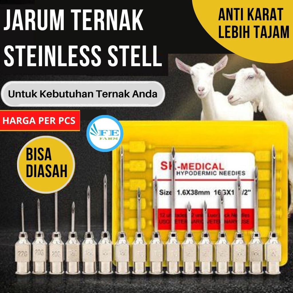 Jarum Suntik Hewan Ternak Ayam Kambing Domba Sapi Kuda SUNTIKAN Jarum Kecil Besar Spuit Jarum Suntik Harga Per Pcs FEFARM