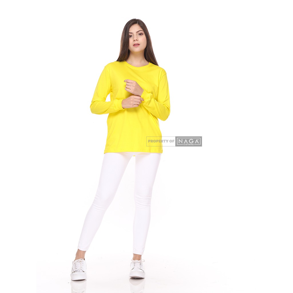 Naga Clothing Baju Kaos  Polos KUNING  KENARI  Lengan Panjang 