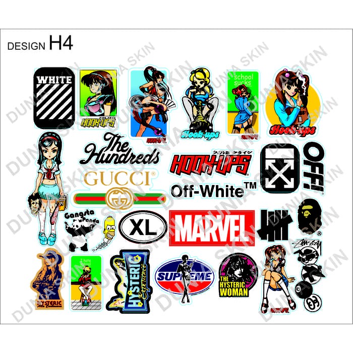 

Stiker koper Travel Label Design H4 Anime Cartoon Brand LOGO OFF WHITE MARVEL SUPREME
