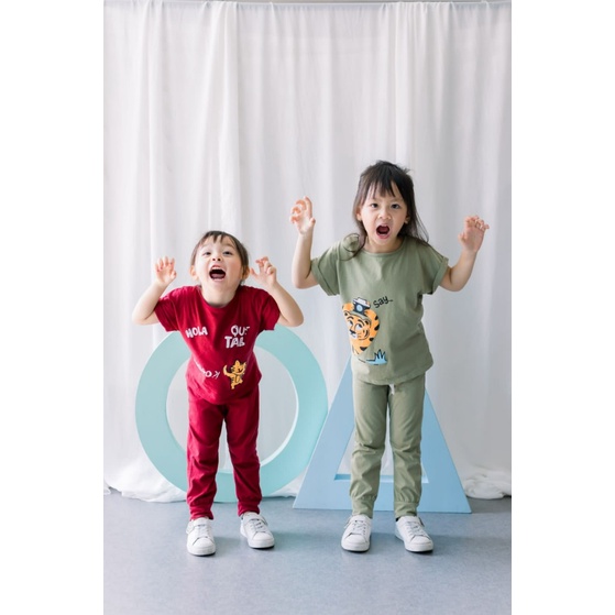 Setelan Playset Anak Boboho 1 - 5 Tahun Setelan Pendek Panjang Cotton Smilee Lucuna Unisex CBKS S23