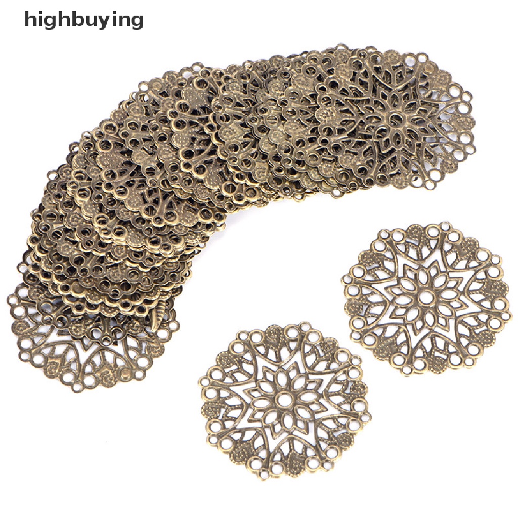 Hbid 50PCS Konektor Bentuk Bunga Warna Perunggu Untuk Membuat Perhiasan DIY