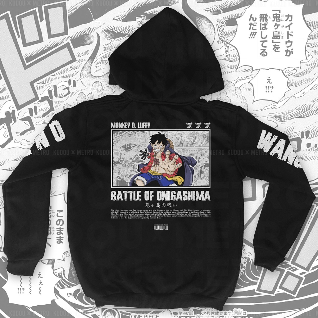 Jaket Luffy Onigashima Anime Manga One Piece Fleece Unisex