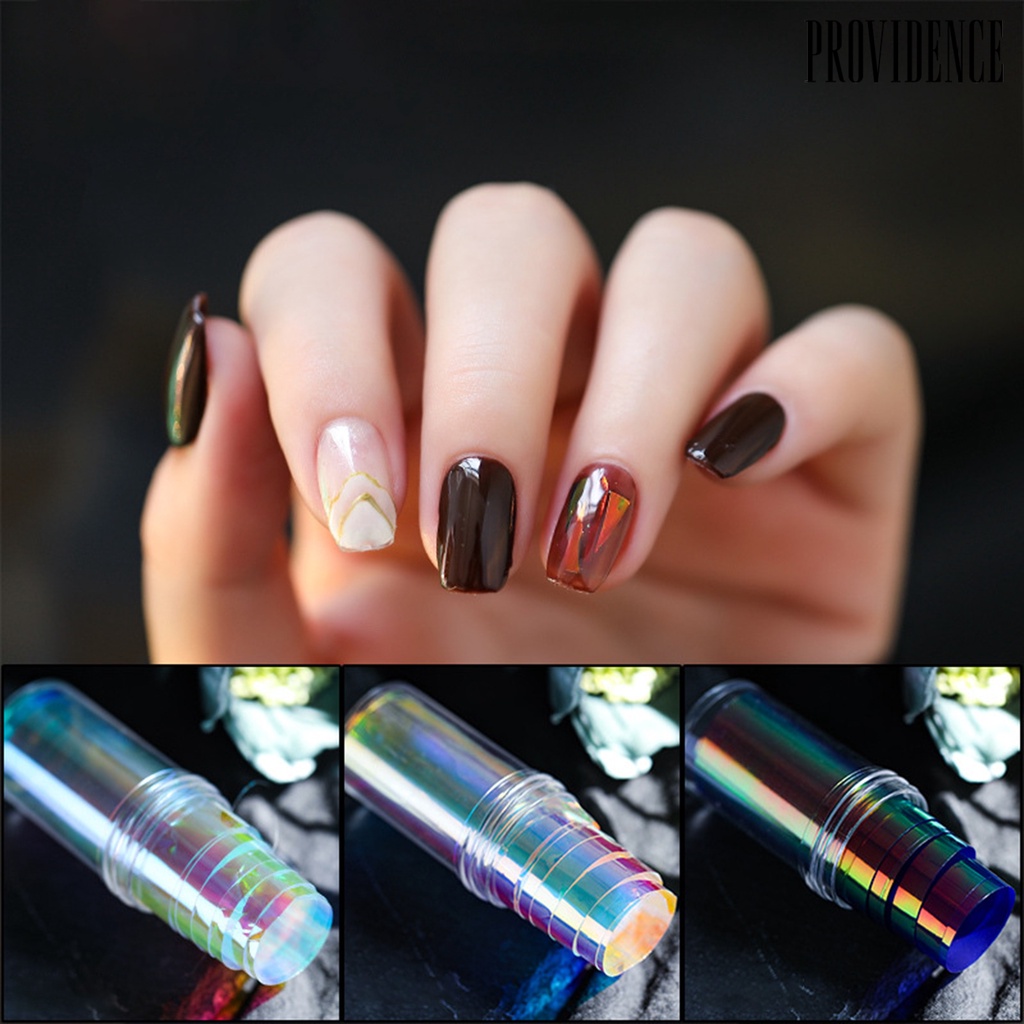 Providence Gradient Nail Sticker Cutting Freely Eye-catching PET Gradient Aurora Nail Sticker for Girl