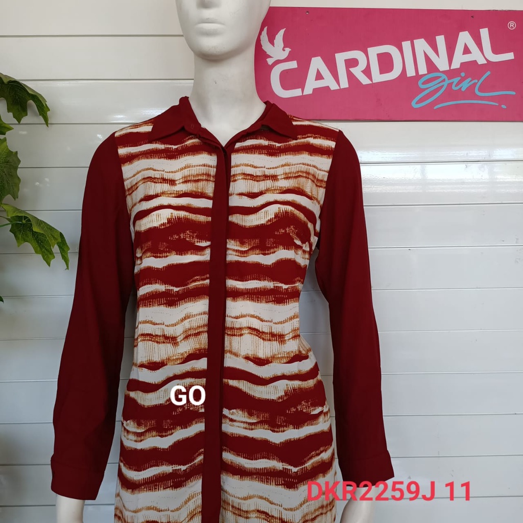 BB CARDINAL GIRL KEMEJA Pakaian Wanita Atasan Kemeja Hem Lengan Pendek 7/8 Casual Santai Original