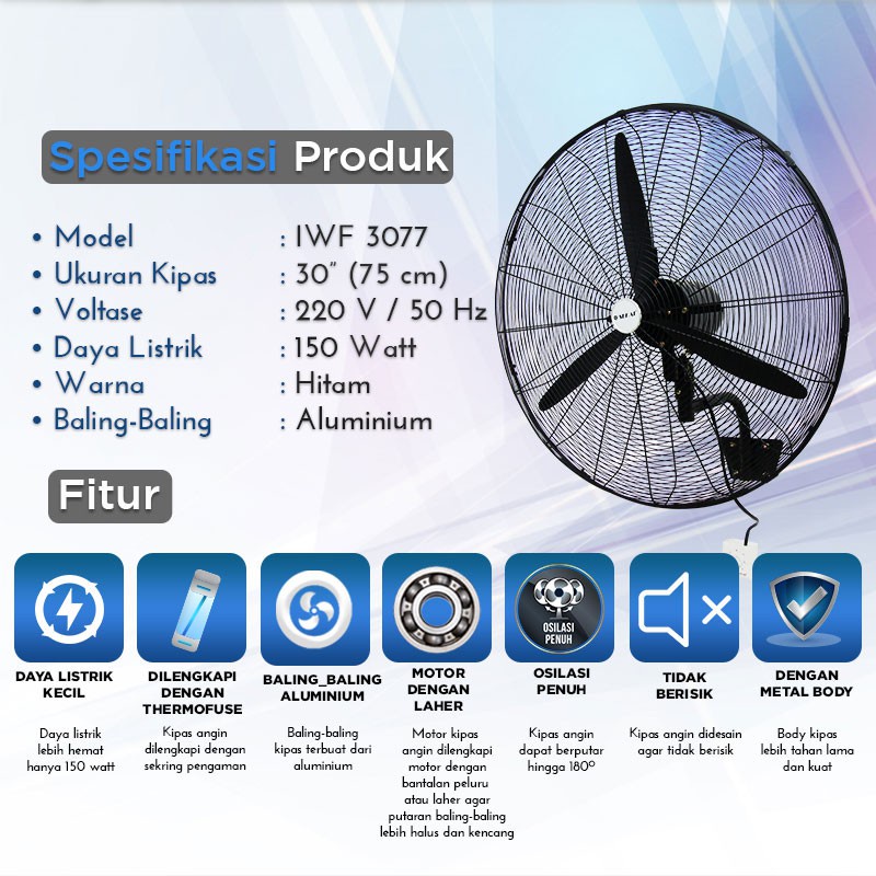 (GOSEND / GRAB SBY) SEKAI IWF-3077 WALL FAN 30&quot; INDUSTRIAL FAN 30 INCH KIPAS ANGIN BESI TEMBOK INDUSTRI IWF3077