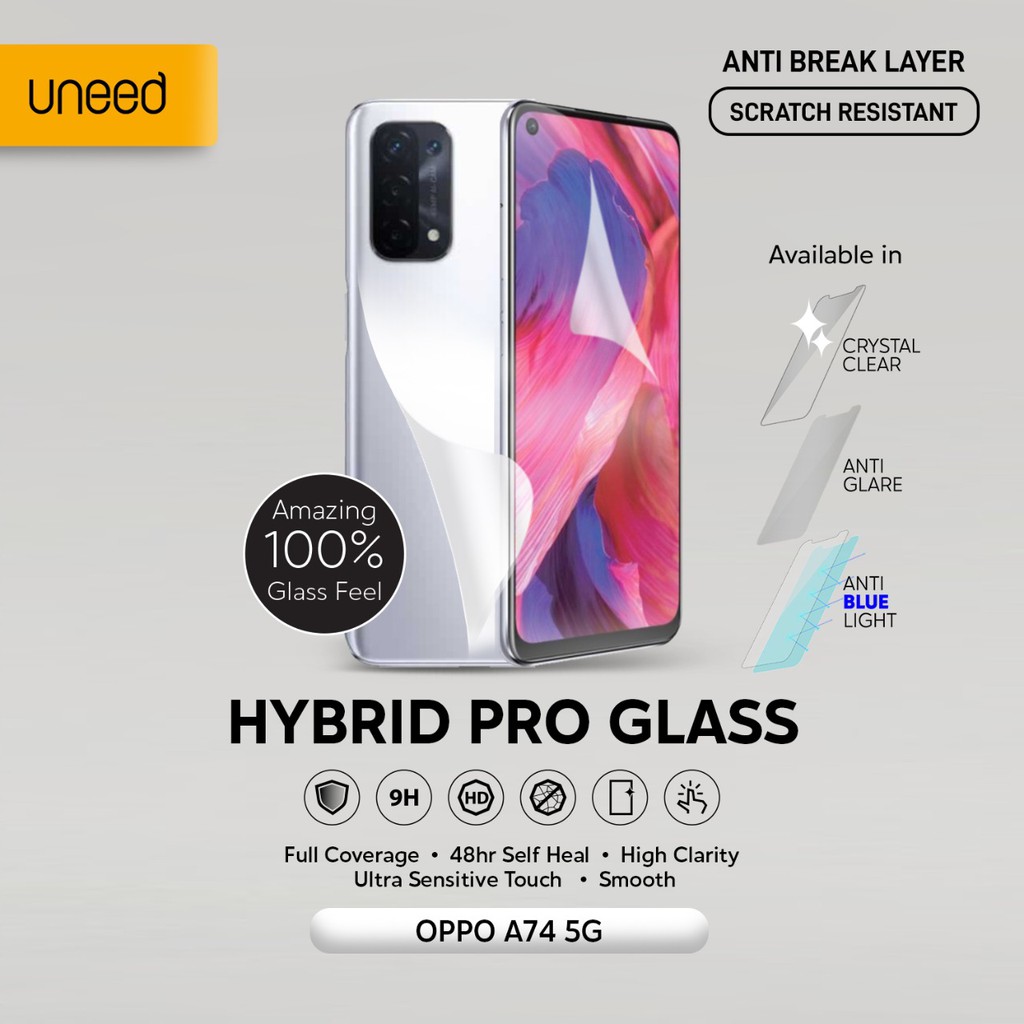 UNEED Hybrid Pro Anti Break Screen Protector Oppo A74 5G Full Cover