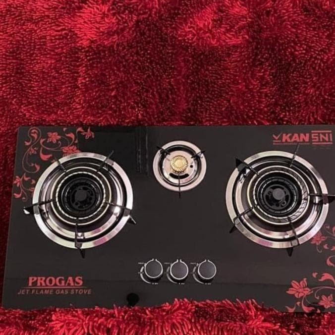KOMPOR GAS TANAM PROGAS PG-333 KACA ( 3 TUNGKU )