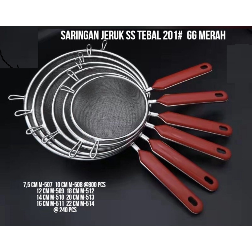 Saringan Teh / Jeruk Gagang Merah Tebal / Saringan Ceko 18cm