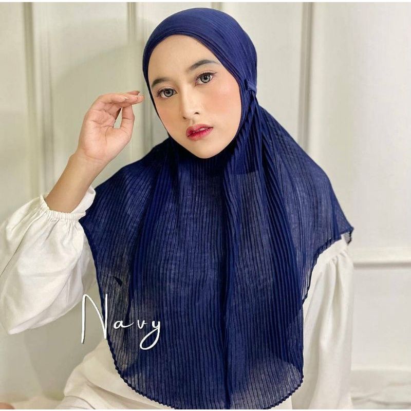 hijab Bergo plisket tali maryam instan