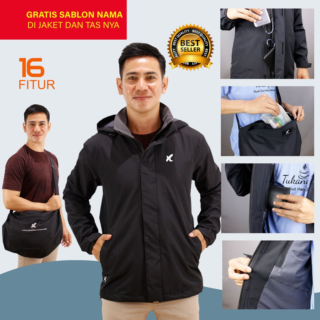 Jual GRATIS SABLON - JAKET DOM - JAKET BISA JADI TAS - JAKET