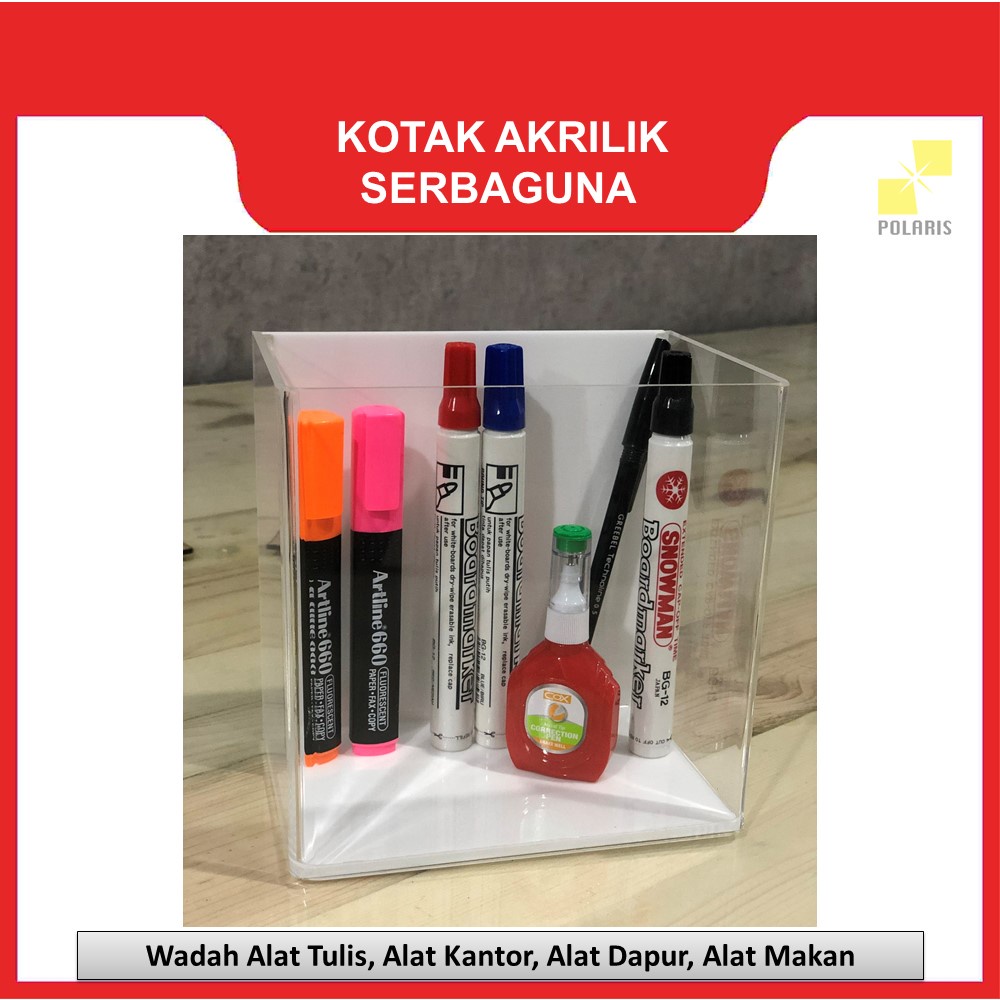 KOTAK AKRILIK-BOX AKRILIK-BOX ACRYLIC SERBAGUNA-KOTAK ALAT TULIS-WADAH ALAT KANTOR-WADAH ALAT DAPUR-WADAH ALAT MAKAN 151015