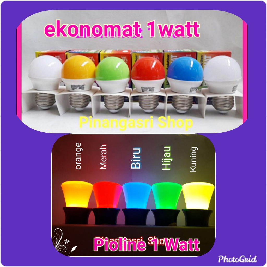 Jual LED Pioline / Ekonomat 1 watt WARM WHITE Putih Merah Kuning Biru