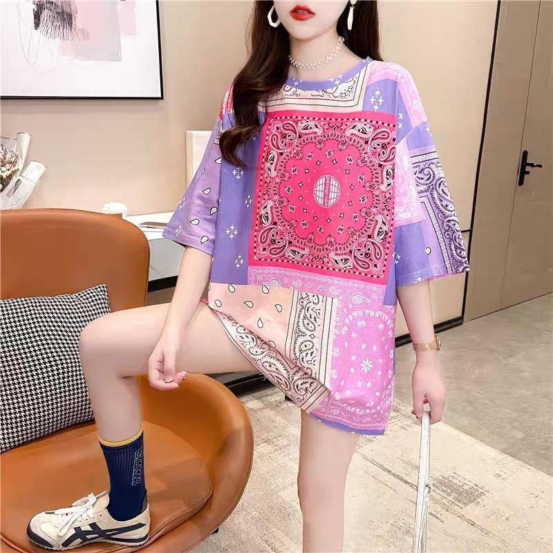 BISA COD - Oversize Tee Korea Tshirt Wanita Model Longgar Motif Batik