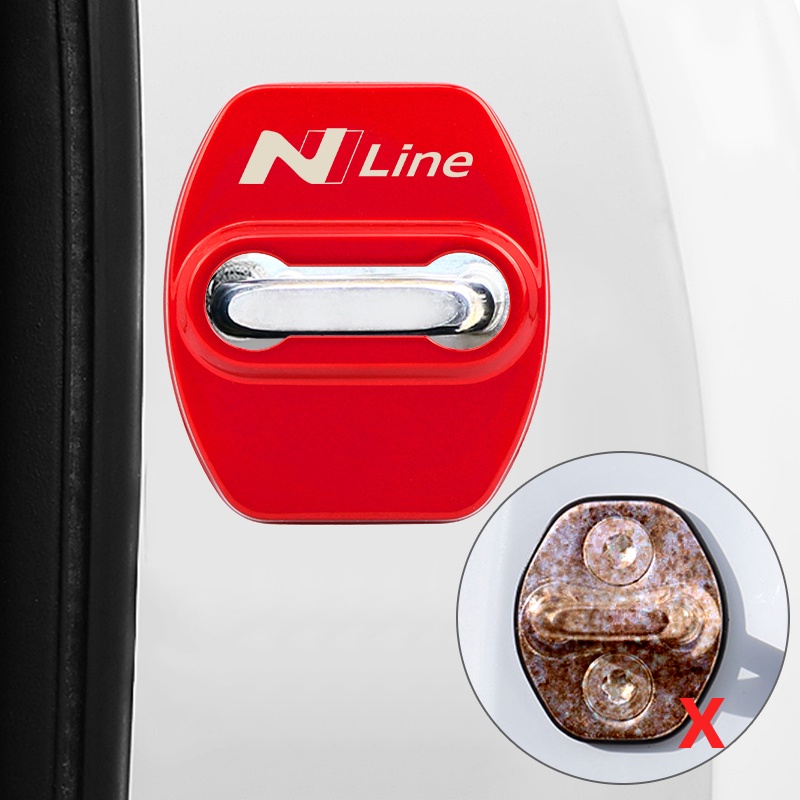 4pcs Cover Pelindung Kunci Pintu Mobil Bahan Stainless Steel Untuk HYUNDAI NLINE SPORT