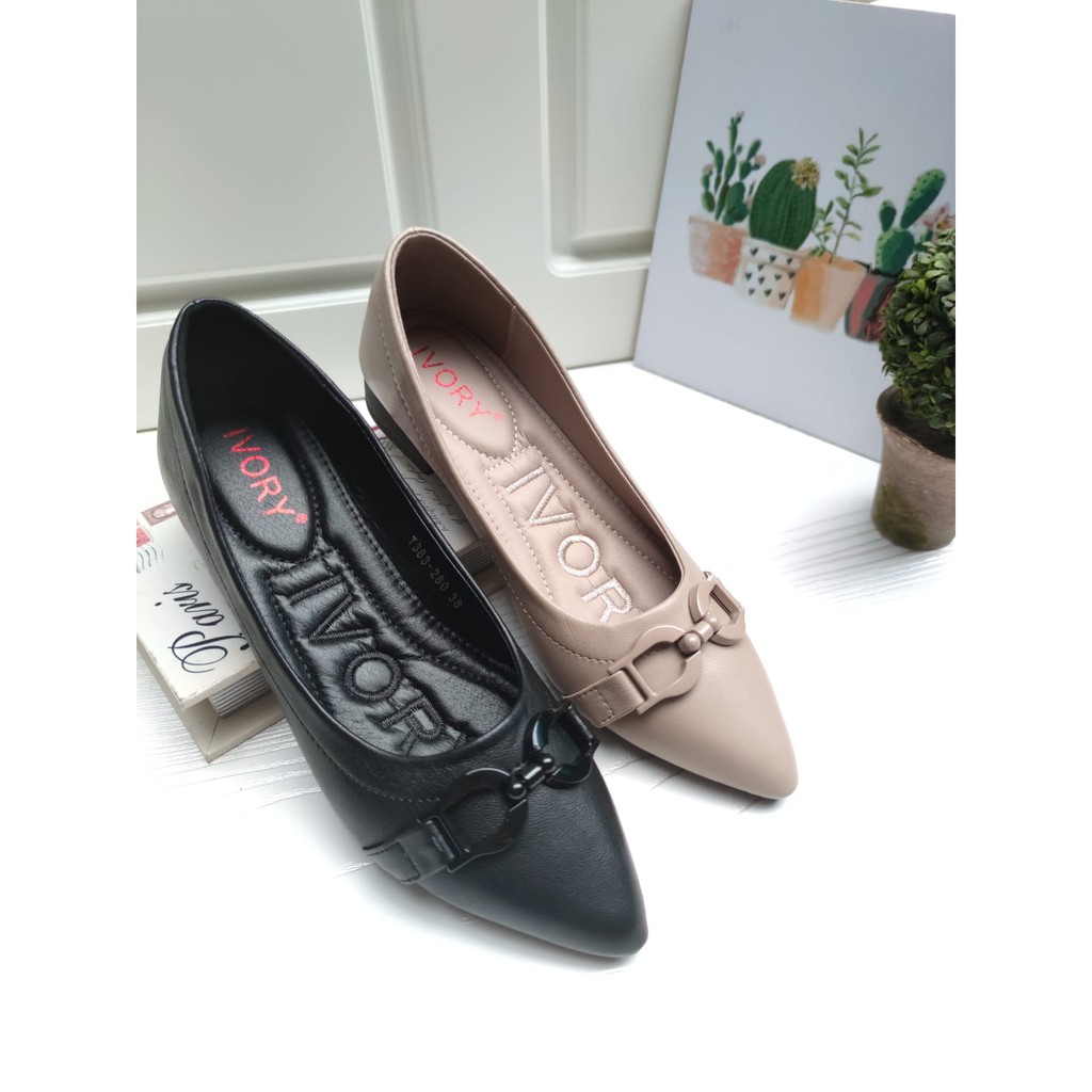 IVORY Sepatu Wanita Flat Formal Import T383-280