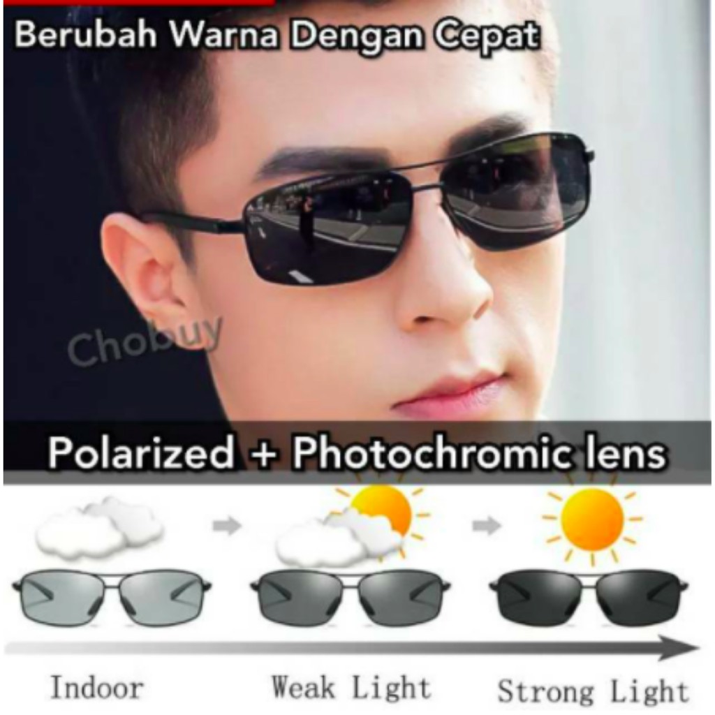 COD Bayar Ditempat Original Kacamata Polarized Siang dan malam Photocromic Anti Silau UV