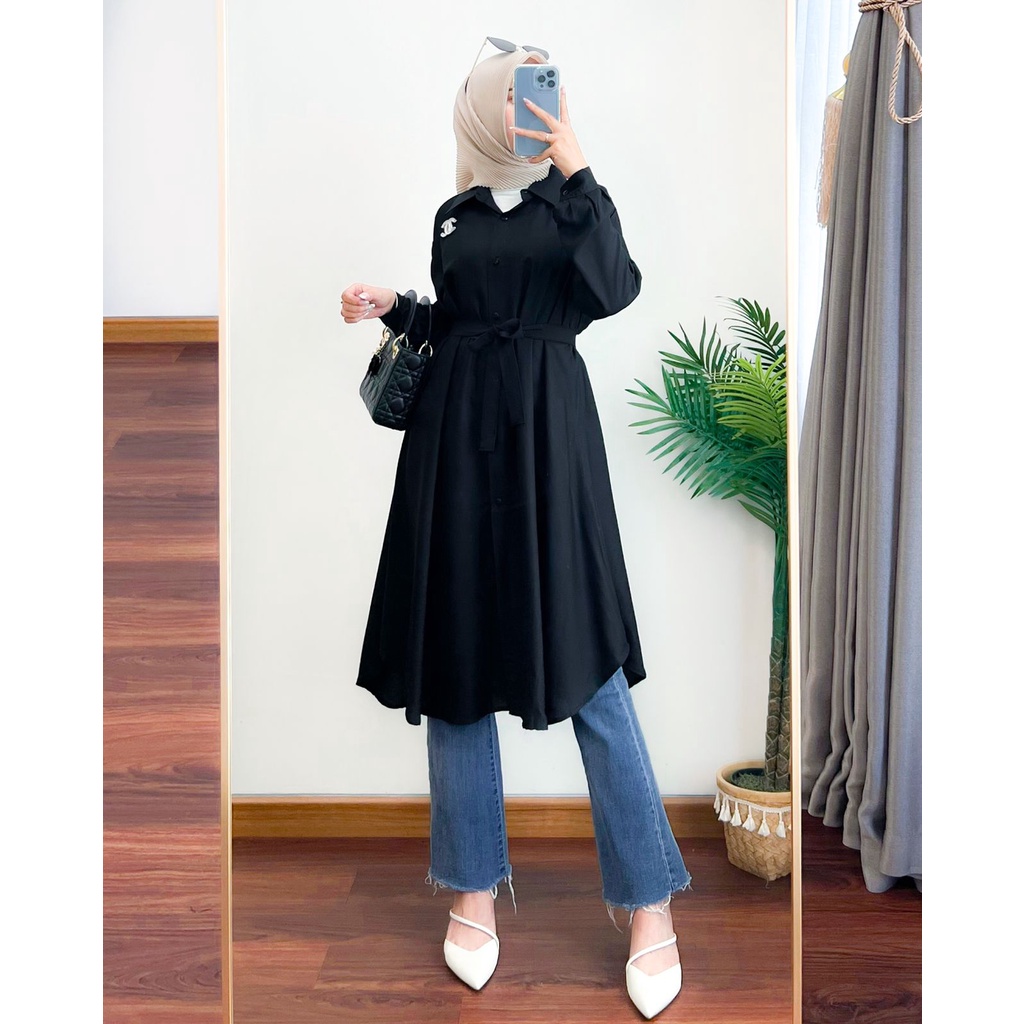 NEW- Salma Tunik JUMBO LD 120 / ATASAN WANITA BAHAN ADEM RAYON / TUNIK TERBARU / ATASAN TUNIK TERMURAH / TUNIK POLOS  / Kemeja Atasan Wanita OVERSIZE Lengan Panjang Bahan Cotton Crinkle