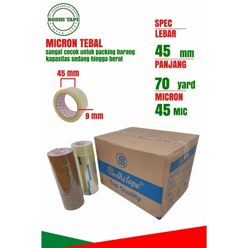 LAKBAN SOLASI TAPE bodhi tape 45mmx100yard LAKBAN packing BENING DAN COKLAT ISOLASI