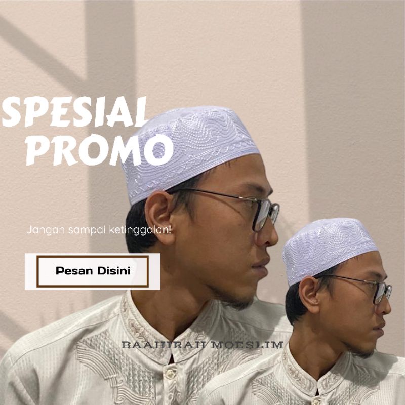 Peci Madinah putih dan hitam / Peci Haji putih / peci putih al madinah