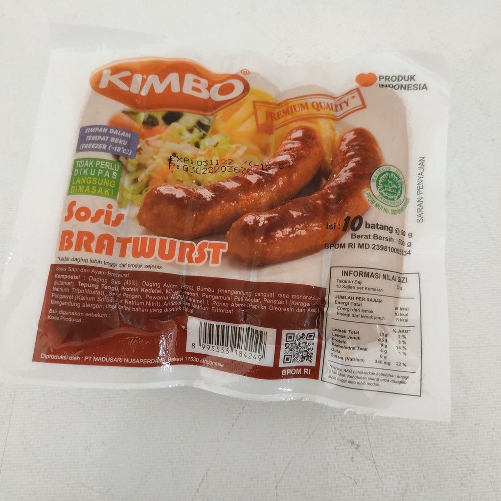 

sosis bratwurst kimbo isi 10 | sosis sapi kimbo 500gr | sosis kimbo enak halal