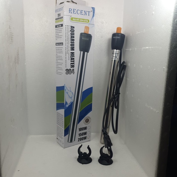 penghangat aquarium heater recent 200 watt stenlis murah