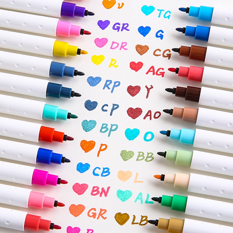 12 Colors 0.6mm Simple Retractable Highlighter INS Anti-Blooming Ink Colorful Marker